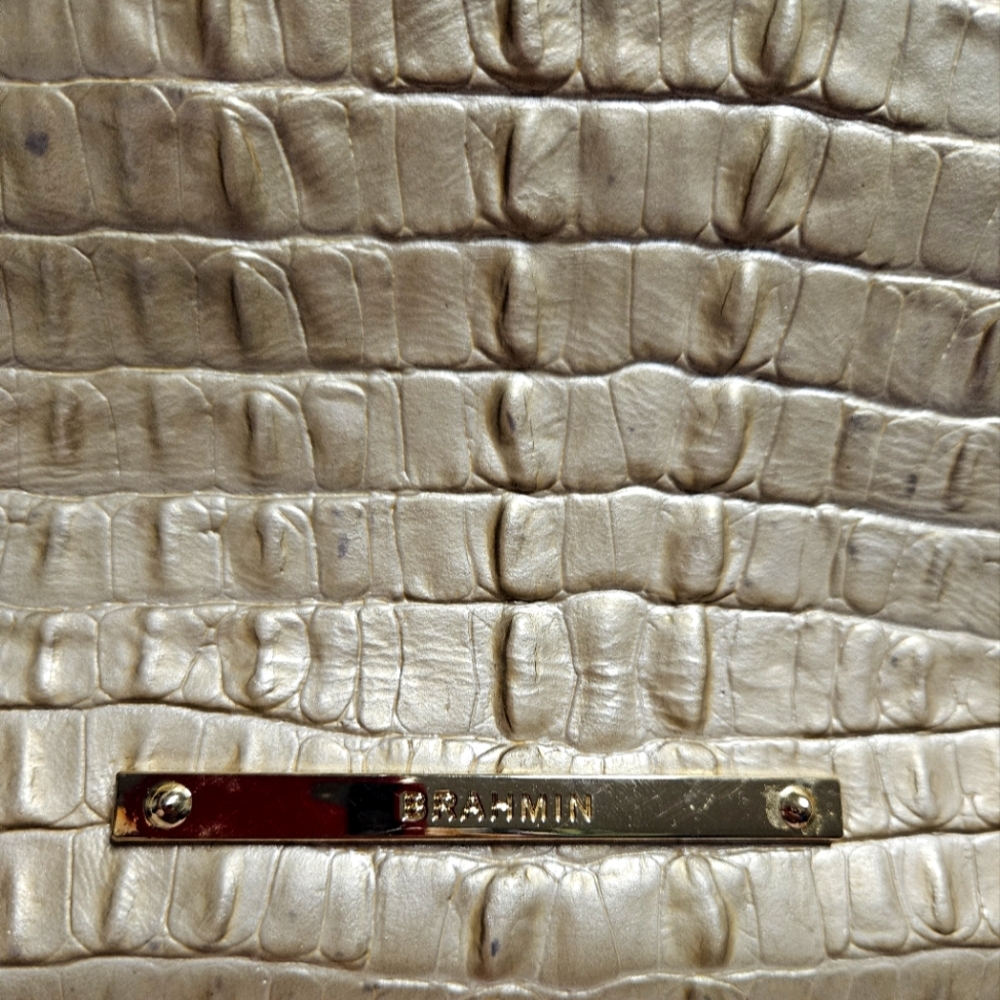 Brahmin Cream Crocodile Embossed Bag